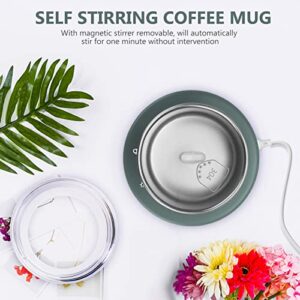 Temperature Control Smart Mug with Lid, Coffee/Tea Mug Warmer - Self Stirring, 11oz, Auto Temperature Control 131℉, USB Corded Electric, 8 Hours Auto Shut Off (Dark Green)