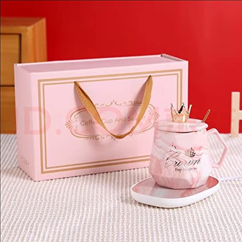 Coffee Mug Wamer, Beverage Warmer,Lovely ins Coffee Cup with Warmer Set, Auto On/Off Gravity-Induction Coffee Tea Water Milk Warmer with Mug for Office Home Use(Crown Pink)