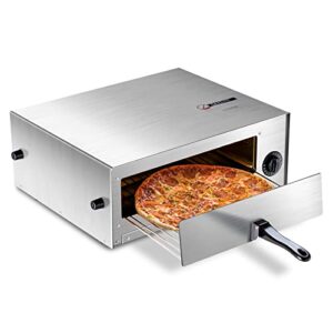 simoe electric pizza oven, indoor pizza maker up to 12", stainless steel pizza baker with handle & removable tray, pizza baking oven for home with 30mins timer
