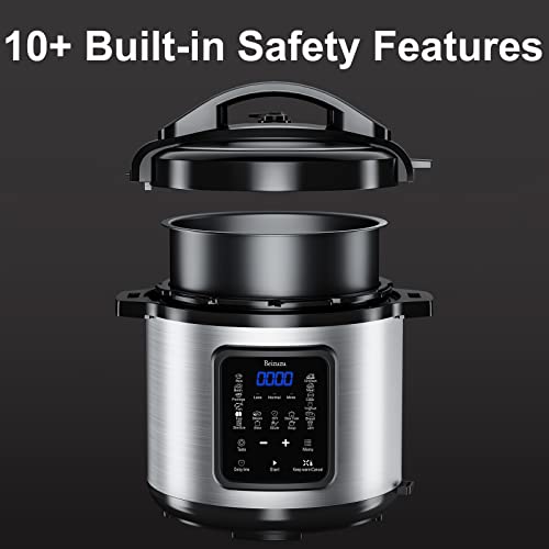 Electric Pressure Cooker: 6 Quart 9-in-1 Multi-Functional Built-in 11 Presets Programs Pressure Pot, 10+ Safety-Features Multi Cooker, Slow Cooker, Rice Cooker, Steamer, Sauté, Yogurt Maker, Warmer & Sterilizer w/ Measuring Cup & Stainless Steel Rack