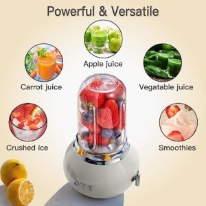 OTE Smoothie Blender, Retro Kitchen Small Glass Blender for Shakes and Smoothie with 400ml Glass Container To Go