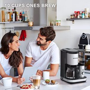 Grind & Brew 10 Cup Coffeemaker Automatic Coffee Maker with Grinder Built in Coffee Machine with Grinder Mill and Brew Coffeemaker with Glass Carafe for Family Home Office Kitchen