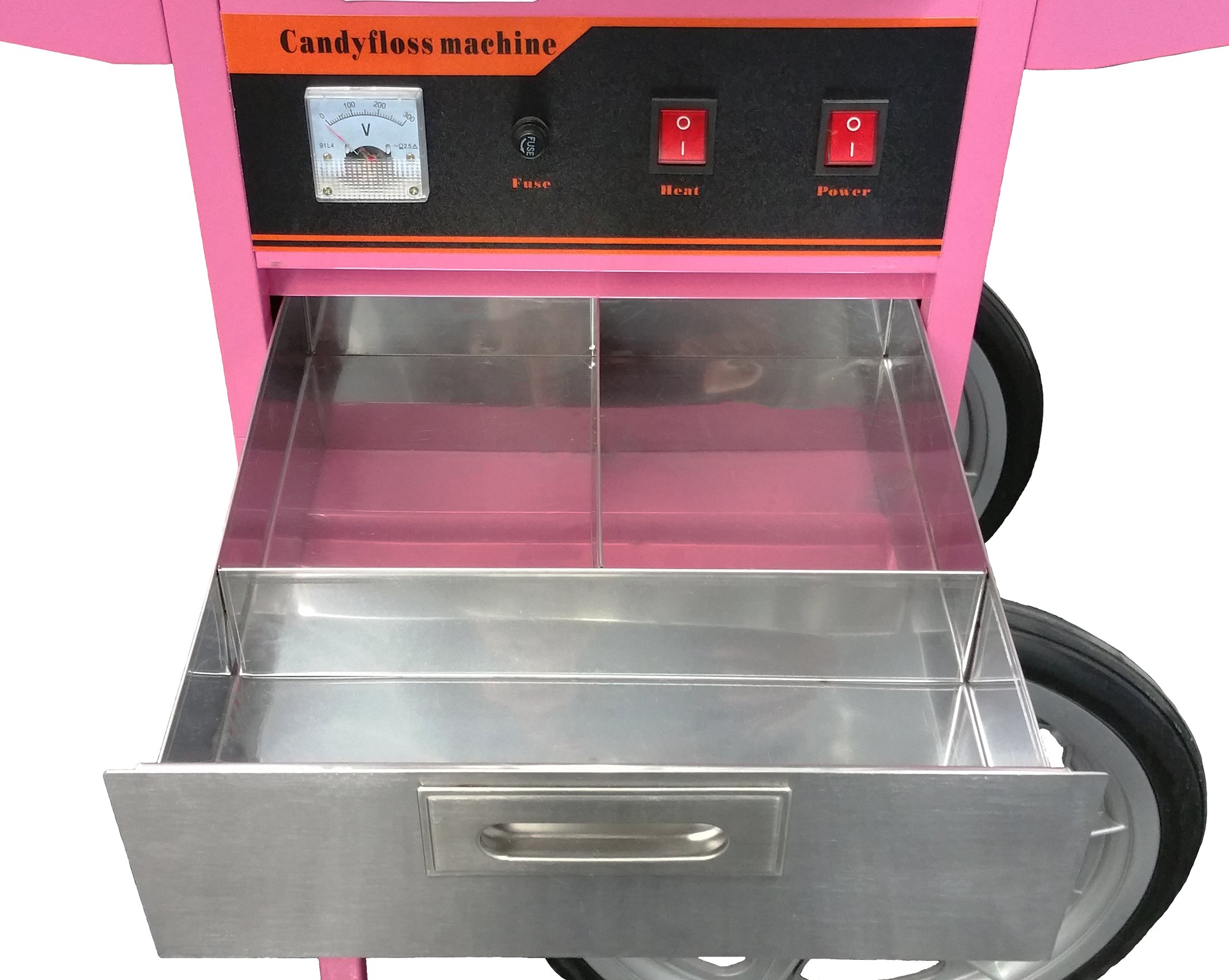 VIVO Pink Electric Commercial Cotton Candy Machine, Candy Floss Maker with Cart CANDY-V002