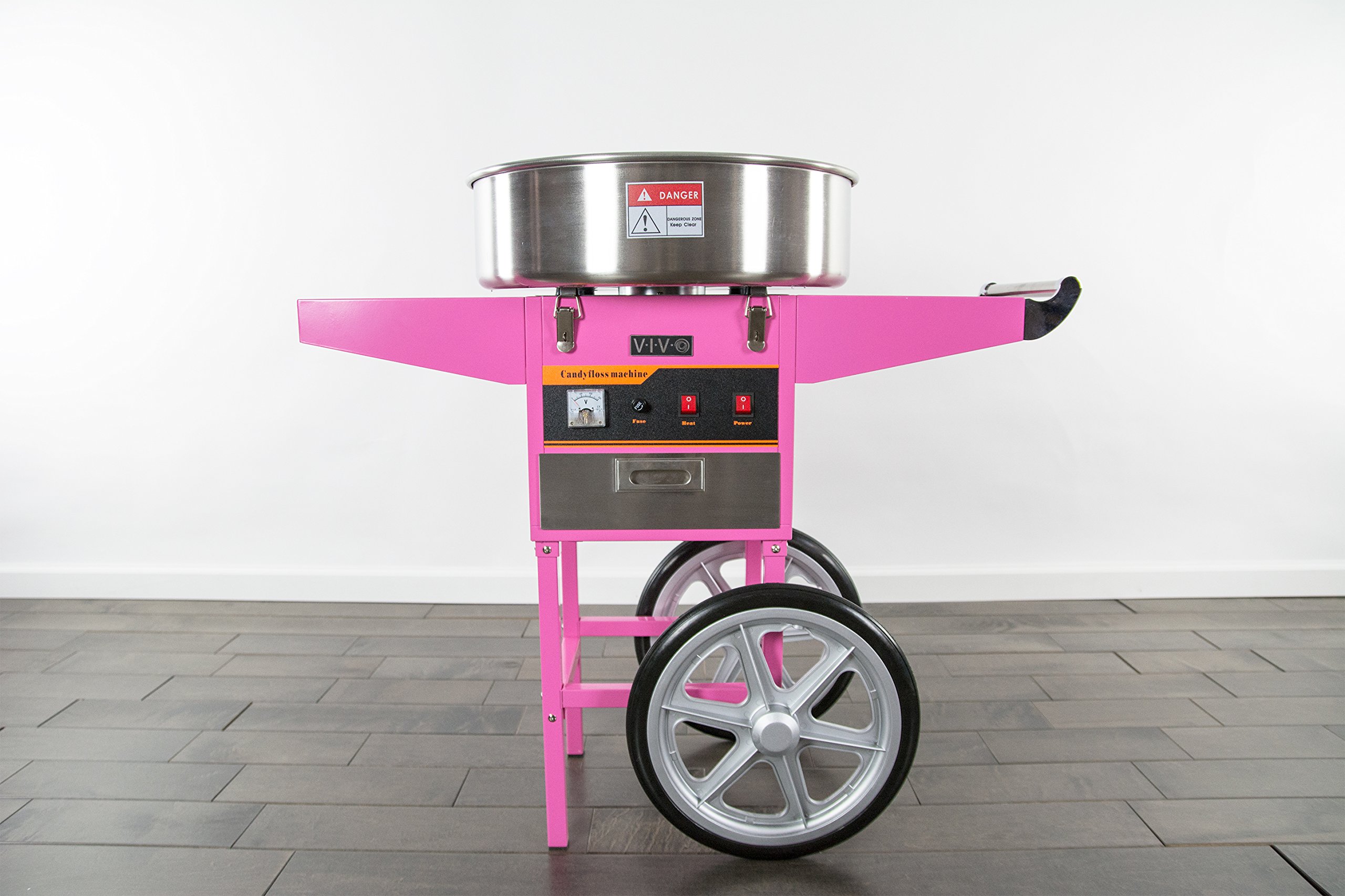 VIVO Pink Electric Commercial Cotton Candy Machine, Candy Floss Maker with Cart CANDY-V002