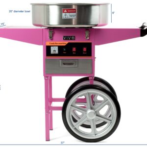 VIVO Pink Electric Commercial Cotton Candy Machine, Candy Floss Maker with Cart CANDY-V002