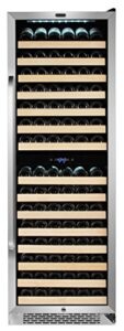 whynter bwr-1642dz 164 built-in or freestanding stainless steel dual zone compressor large capacity wine refrigerator rack for open led display, black-164 bottle, black