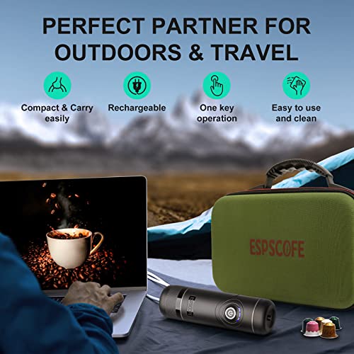 ESPSCOFE Portable Espresso Maker 12V Camping Coffee Makers with Carrying Case Electric Espresso Coffee Maker Compatible with NS Capsules For Travel,RV,Camping Outdoor Coffee Maker Cappuccino Maker