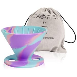 Qullai The Original JavaFlex Premium Foldable Silicone Pour Over Coffee Maker and Storage Pouch. Uses #2 V60 Cone Coffee Filters