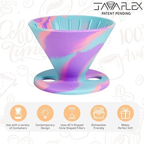 Qullai The Original JavaFlex Premium Foldable Silicone Pour Over Coffee Maker and Storage Pouch. Uses #2 V60 Cone Coffee Filters