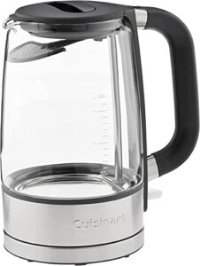 cuisinart gk-17 viewpro cordless electric kettle, 1.7-liter capacity with 1500-watts of power, stainless steel/glass