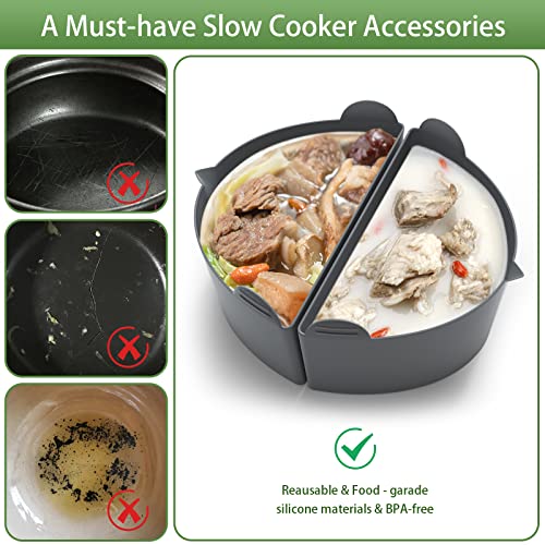 Gintan 4 Pack Slow Cooker Liners 6-8 QT, BPA Free, Reusable Slow Cooker Liner Dishwasher Safe, Eco-Friendly, Leakproof Alternative to Disposable Liners for Divider Insert