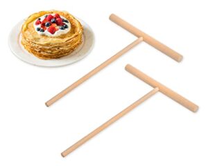 ds. distinctive style crepe spreader 2 pieces 6.1 inches x 4.7 inches natural wooden t-shaped tool for crepes wooden crepe maker pancake maker tool