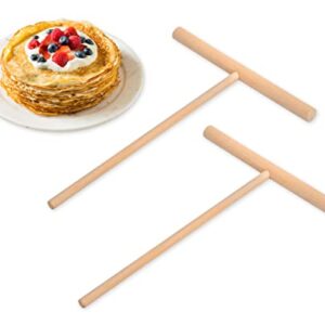 DS. DISTINCTIVE STYLE Crepe Spreader 2 Pieces 6.1 Inches x 4.7 Inches Natural Wooden T-Shaped Tool for Crepes Wooden Crepe Maker Pancake Maker Tool