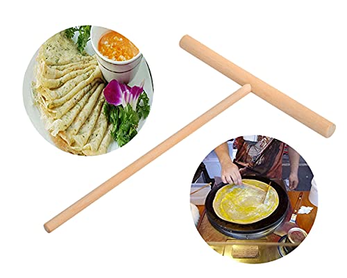 DS. DISTINCTIVE STYLE Crepe Spreader 2 Pieces 6.1 Inches x 4.7 Inches Natural Wooden T-Shaped Tool for Crepes Wooden Crepe Maker Pancake Maker Tool