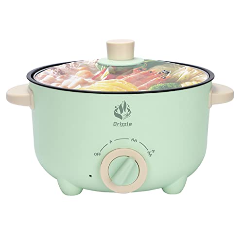 Drizzle 3L Hot Pot Cooker Electrical Skillet - Multifunction Frying Pan 110V Non-Stick Grill Stir-fried Stewed Cookware Steak Noodle Ramen Shabu Shabu Pot - Home Office Party Kitchen Dorm Cooking