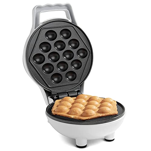 Bubble Mini Waffle Maker - Make Breakfast Special w/Tiny Hong Kong Egg Style Design, 4" Individual Waffler Iron, Electric Non Stick Breakfast Appliance for Ice Cream Treat or Desserts, Fun Gift