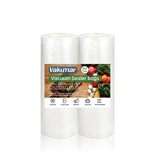 Vakumar Vacuum Sealer Bags 2 pack 11''x60' Rolls for Food, Seal a Meal, Commercial Grade, BPA Free, Commercial Grade, Great for Storage, Meal prep and Sous Vide