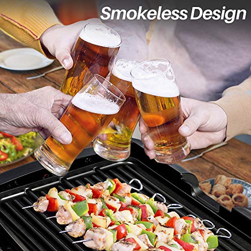 Secura Smokeless Indoor Grill 1800-Watt Electric Griddle with Reversible 2 in 1 Grill and Griddle Plates Plate, Glass Lid, Extra Large Drip Tray (Dishwasher Safe)