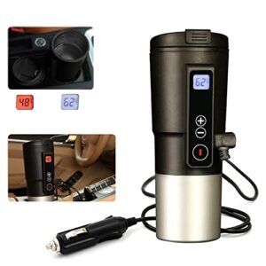 smart temperature control travel coffee mug geezo electric heated travel mug 12v stainless steel tumbler smart heating car cup keep milk warm lcd display easily washing safe for use