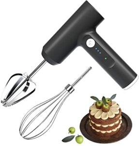 cordless electric whisk - hand mixer portable handheld electric mixer with 3-speed self-control, 304 stainless steel beaters & balloon whisk, for whipping, mixing,pudding, cookies, cakes, batters