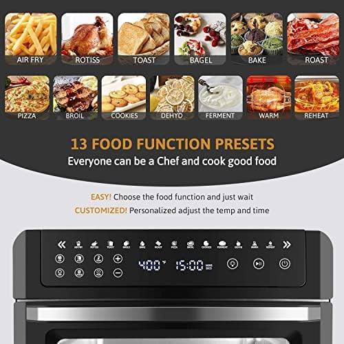 Gevi Air Fryer Toaster Oven Combo, Large Digital LED Screen Convection Oven with Rotisserie and Dehydrator, Extra Large Capacity Countertop Oven with Online Recipes