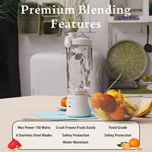 Portable Blender, Personal Blender for Shakes and Smoothies, Mini Blender 20 Oz with 6 Blades (White)