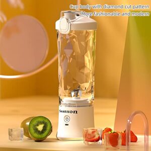 Portable Blender, Personal Blender for Shakes and Smoothies, Mini Blender 20 Oz with 6 Blades (White)