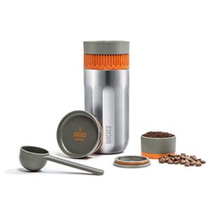 WACACO Pipamoka Portable Coffee Maker, Single Serve Coffee brewer, All-in-one Vacuum Pressured，Insulated Travel Mug, Hand Powered and Filter Pressure Brewer, Stainless Steel Thermo Cup, 10 fl oz