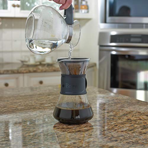 CAFE BREW COLLECTION Pour Over Coffee Maker with Permanent Filter, 1.2 Liter, 40 Ounce, Black Band