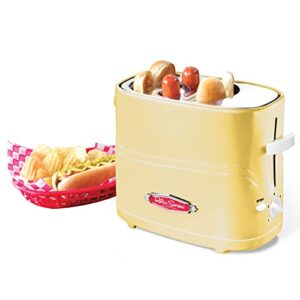 nostalgia 2 slot hot dog and bun toaster with mini tongs, hot dog toaster works with chicken, turkey, veggie links, sausages and brats
