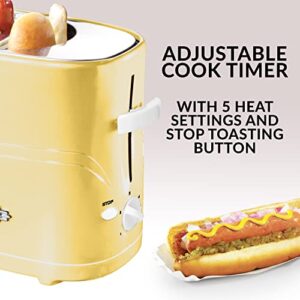 Nostalgia 2 Slot Hot Dog and Bun Toaster with Mini Tongs, Hot Dog Toaster Works with Chicken, Turkey, Veggie Links, Sausages and Brats