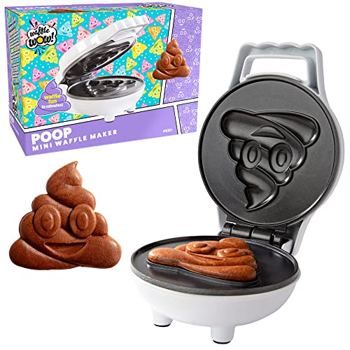 Poop Emoji Mini Waffle Maker - Make Breakfast Fun for Kids with Cute Smiley Face Design, 4 Inch Waffler Iron Makes Poop Shaped Pan Cakes or Waffles, Electric Non Stick Breakfast Appliance, Funny Gift