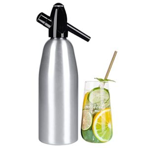 langshi soda siphon silver, portable seltzer water maker soda siphon for home club, 1 liter soda maker machine sparkling water maker, use 8 gram co2 cartridges