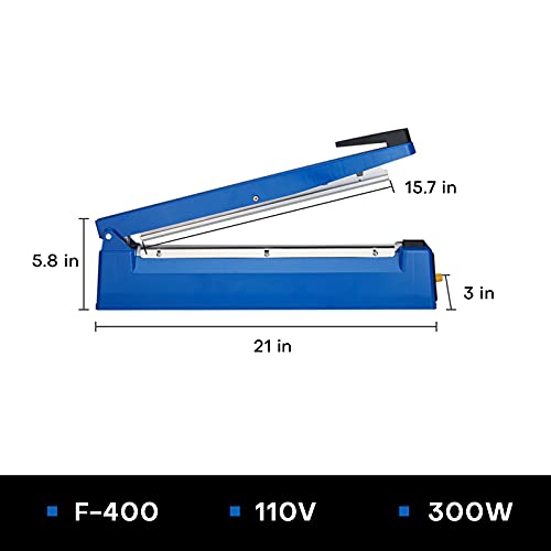 Boshen 16 Inch Impulse Heat Sealer Poly Mylar Plastic Bag Sealer Manual Heat Sealing Machine Home Restaurant Food Snacks Storage Manual Packaging Machine (16 inch 400mm)