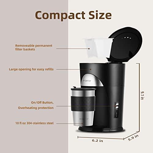 avigator Portable Coffee Maker, 12V Car Coffee Maker, Travel Coffee Maker for Driving Camping RV Outdoor, Americano Coffee Machine with 10oz Coffee Cup Auto Shut-Off（Sliver and Black）