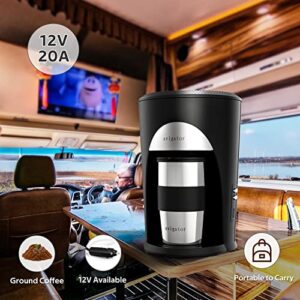 avigator Portable Coffee Maker, 12V Car Coffee Maker, Travel Coffee Maker for Driving Camping RV Outdoor, Americano Coffee Machine with 10oz Coffee Cup Auto Shut-Off（Sliver and Black）