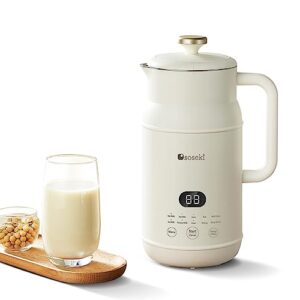 soseki nut milk maker machine,1.05qt automatic almond milk maker machine 6 pre-set plant milk recipes, one-touch cleaning and drying soy milk maker machine, nut/soy/coconut/oat milk maker machine (white)