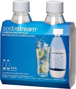 sodastream 16.9 oz / 0.5 liter white carbonating bottles 2-pack for source & genesis soda makers - lasts up to 3 years!