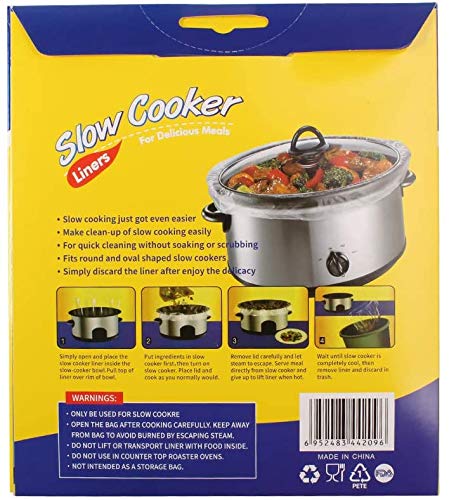 WRAPOK Slow Cooker Liners Cooking Bags BPA Free for Oval or Round Pot, Large Size 13 x 21 Inch, Fits 3 to 8.5 Quarts - 2 Pack (20 Bags Total)