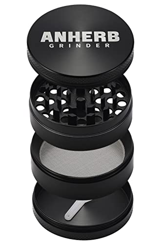 AnHerb Spice Grinder 2.5 Inch, Metal, Black