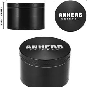 AnHerb Spice Grinder 2.5 Inch, Metal, Black