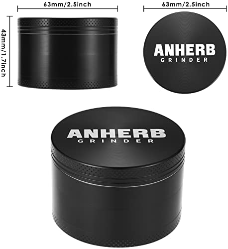 AnHerb Spice Grinder 2.5 Inch, Metal, Black