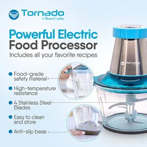 Tornado Electric Food Processor & Vegetable Chopper - Glass Food Processors, Meat Grinder, Food Chopper Electric, Mini Food Processor, Procesador de Alimentos Electrico, Small Blender Food Processor