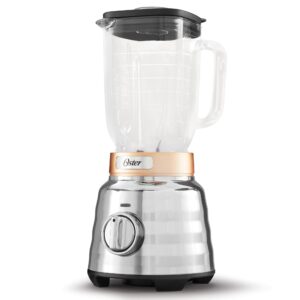 oster beehive performance 3 speed turn dial 7-cup blender, countertop small kitchen appliance with 1100 watt motor, silver/copper