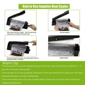 8inch Impulse Heat Sealer,Manual Poly Bag Heat Sealer Sealing Machine Heat Seal Closer for Plastic Bags PE PP Bags (Black)