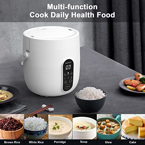 Mini Rice Cooker 2-Cups Uncooked, 1.2L Portable Non-Stick Small Travel Rice Cooker, Smart Control Multifunction Cooker with 24 Hours Timer Delay & Keep Warm Function, Food Steamer