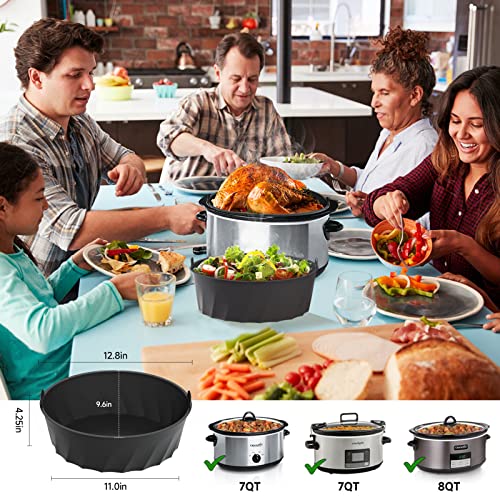 KOCWELL Slow Cooker Liners Compatible for Crock Pot 7-8 QT Oval, Easyjoy for Crock Pot Liners For 7 Quart Oval Slow Cookers, Reusable Silicone Slow Cooker Liner For Crock Pot Insert, Dishwasher Safe BPA Free