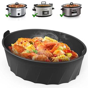 kocwell slow cooker liners compatible for crock pot 7-8 qt oval, easyjoy for crock pot liners for 7 quart oval slow cookers, reusable silicone slow cooker liner for crock pot insert, dishwasher safe bpa free