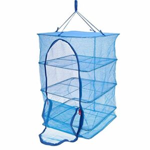 food dehydrator 3 tray hanging drying net/non electric/for drying herbs, fruits, vegetables, fish (15.7 x 15.7 x 21.5 inches, blue)