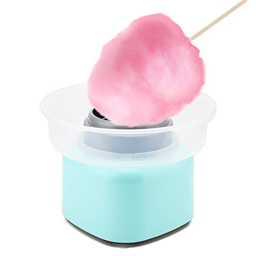 Reespring Cotton Candy Machine - Cotton Candy Maker With Splash Prevention Bowl For Home Use – Comes with Sugar Scoop and 20 Candy Sticks - Aqua